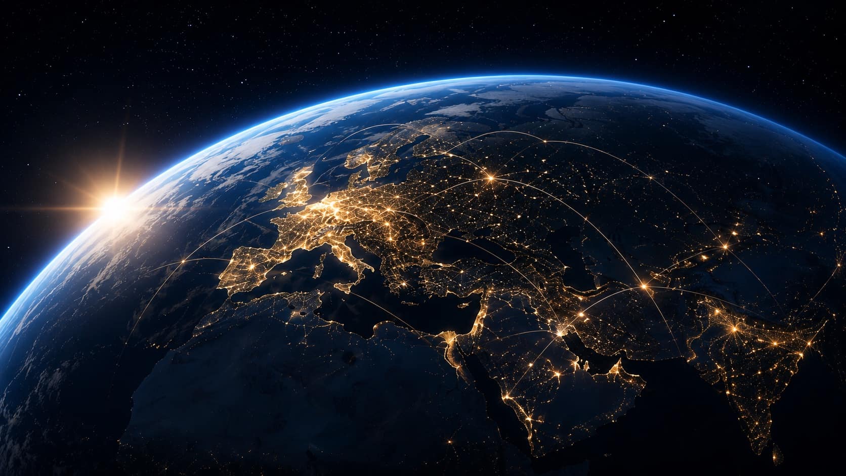 Mapa internacional con conexiones globales para A&G Tax Consulting.